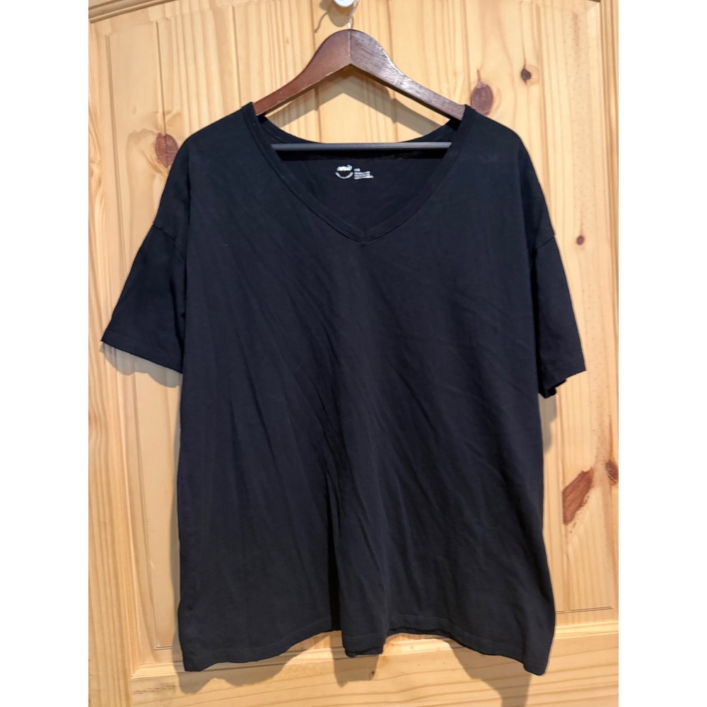 Aerie Womens Black V-Neck Short Sleeve Oversized T-Shirt Size L RN54485